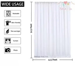 Romantic Decoration Set with White Net, LED Lights, and Foil Balloons