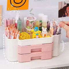 Plastic Cosmetic Storage Box With Small Drawer – Multipurpose Vanity Organizer