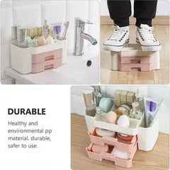 Plastic Cosmetic Storage Box With Small Drawer – Multipurpose Vanity Organizer
