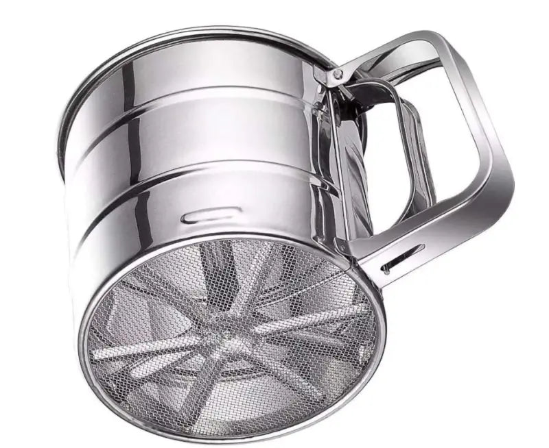 Stainless Steel Flour Sifter for Baking Double Layer Fine Mesh Baking Sieve with One Hand Press Handle for Sifting Flour Sugar Cocoa Powder (Pack of 1)