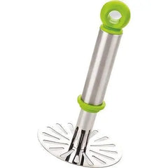 Pav Bhaji Masher with Plastic Handle, Silver & Plastic - Oval Pav Masher, Potato 1-Piece, Smasher Handle, Multicolor