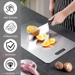 Stainless Steel Chopping Board for Kitchen – Heavy-Duty Cutting Board for Vegetables, Fruits, Meats (31 x 21 cm).