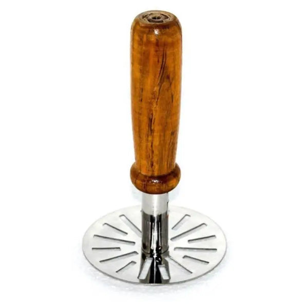 Stainless Steel Potato Masher with Wooden Handle Pav Bhaji Masher for Easy Mashing
