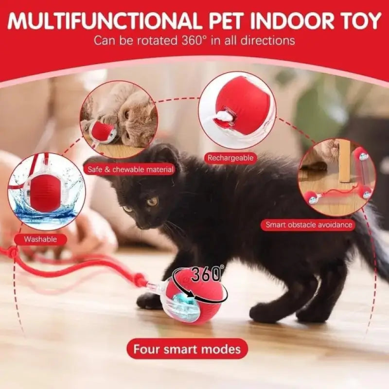 Smart Automatic Self Moving Cat Toy Ball Electric Interactive Rolling Pet Toy with USB Charging for Cats and Small Dogs
