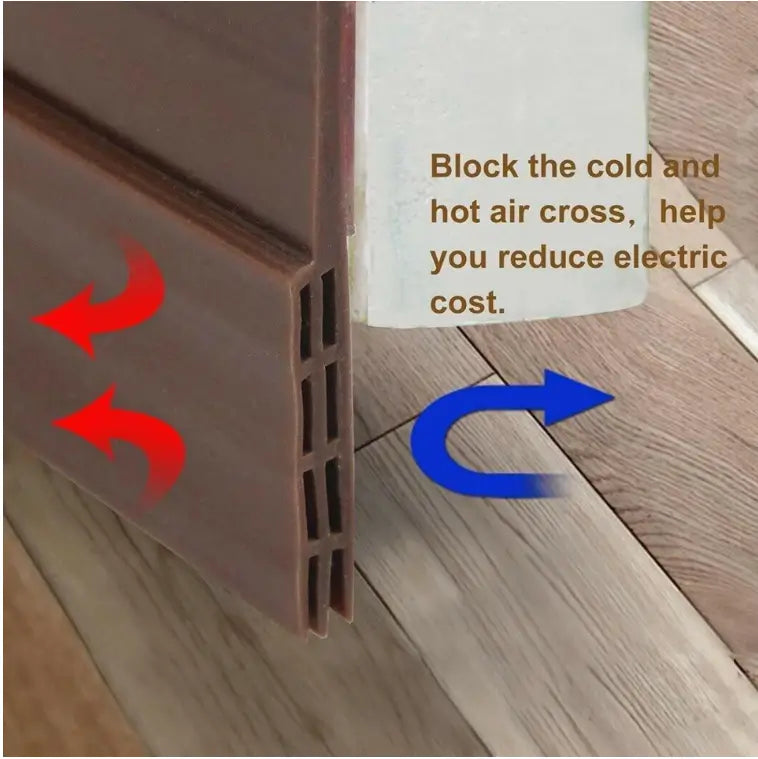 Self Adhesive Silicone Door Bottom Sealing Strip Door Gap Filler Dust Noise Insect Air Blocker Door Guard (Brown)