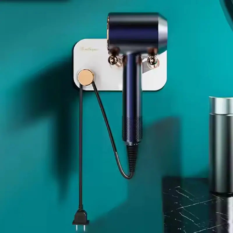 Wall Mount Self-Adhesive Hair Dryer Holder No-Drill Bathroom Hairdryer Hanger (1 Pc)