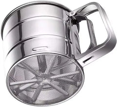 Stainless Steel Flour Sifter for Baking Double Layer Fine Mesh Baking Sieve with One Hand Press Handle for Sifting Flour Sugar Cocoa Powder (Pack of 1)