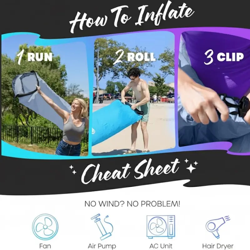 Portable Inflatable Air Lounger Lazy Sofa Hammock Outdoor Camping Beach Air Bag Chair with Carry Bag