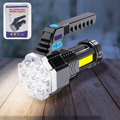 Outdoor Portable USB Rechargeable LED Flashlight with COB Side Light