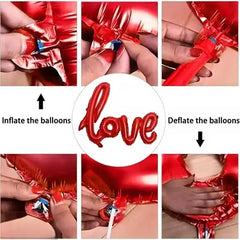Romantic Decoration Set with White Net, LED Lights, and Foil Balloons