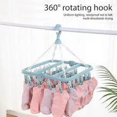 Plastic Square Cloth Drying Stand Hanger – 28 Clips
