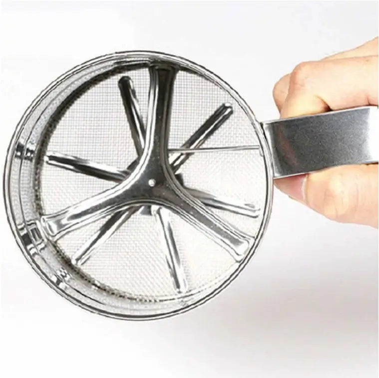 Stainless Steel Flour Sifter for Baking Double Layer Fine Mesh Baking Sieve with One Hand Press Handle for Sifting Flour Sugar Cocoa Powder (Pack of 1)