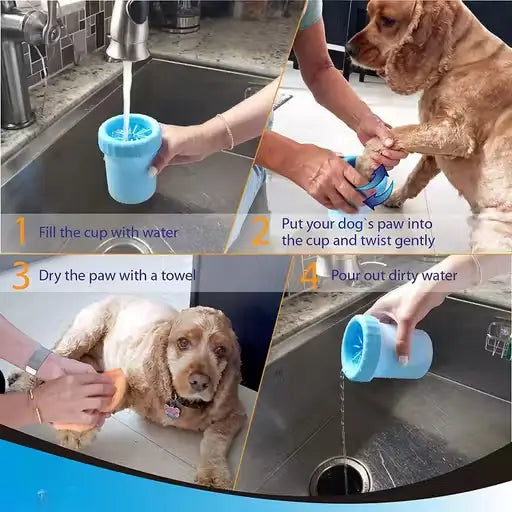 Portable Dog Paw Cleaner Cup with Soft Silicone Bristles Pet Foot Washing Cup for Small and Medium Dogs
