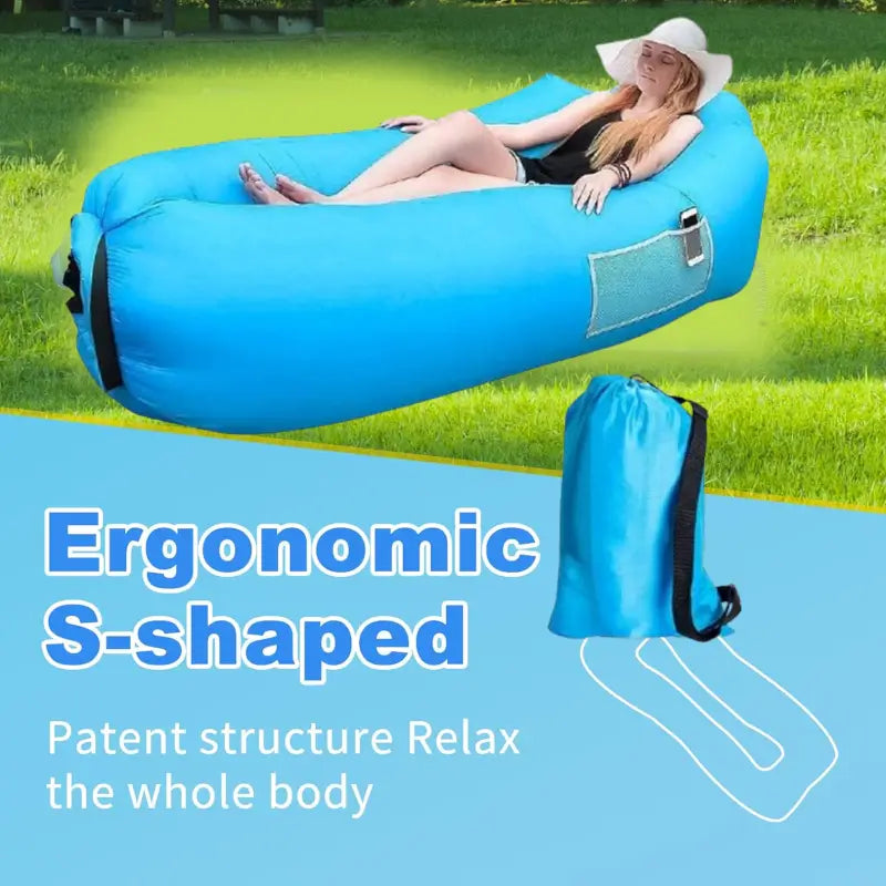 Portable Inflatable Air Lounger Lazy Sofa Hammock Outdoor Camping Beach Air Bag Chair with Carry Bag