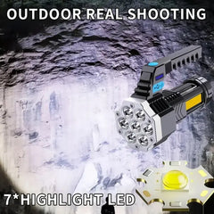 Outdoor Portable USB Rechargeable LED Flashlight with COB Side Light