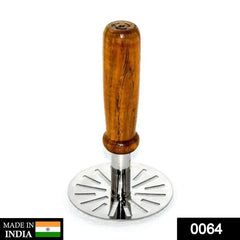 Stainless Steel Potato Masher with Wooden Handle Pav Bhaji Masher for Easy Mashing