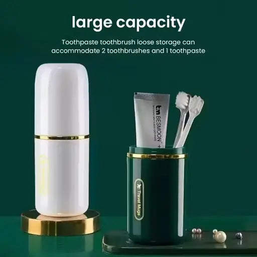 Travel Toothbrush Case, Plastic, Green, 2 Compartments