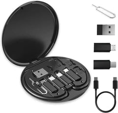 All in One 60W Fast Charging Travel Data Cable Set with Type C USB A Lightning Micro Connectors Portable Multi Functional Cable Kit