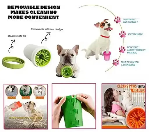 Portable Dog Paw Cleaner Cup with Soft Silicone Bristles Pet Foot Washing Cup for Small and Medium Dogs