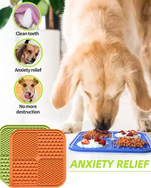 Pet Lick Mat Slow Feeder for Dogs and Cats Peanut Butter Treat Pad Anxiety Relief Feeding Mat