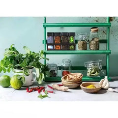 Kitchen 8 Pcs Airtight Rasoi Box Spice Storage Jar Set (Black)