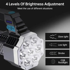 Outdoor Portable USB Rechargeable LED Flashlight with COB Side Light