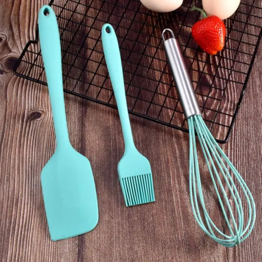 Silicone Spatula Set for Kitchen, Non-Stick Pan Cooking Spatula Whisk Brush with Steel Handle, Silicone Kitchen Tools Set