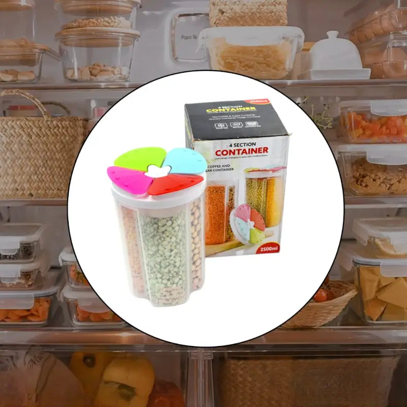 4 Section Storage containers airtight Transparent Food Plastic Storage Container