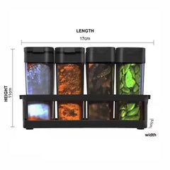 Kitchen 8 Pcs Airtight Rasoi Box Spice Storage Jar Set (Black)