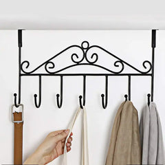 Over The Door Hanger Rack 7 Hooks Decorative Ognazier Hook Rack Stylish Door Hanger Door Hook Hangers with 7 Hooks,Metal Hanging Rack for Home Office Use
