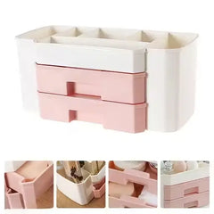 Plastic Cosmetic Storage Box With Small Drawer – Multipurpose Vanity Organizer