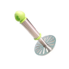 Pav Bhaji Masher with Plastic Handle, Silver & Plastic - Oval Pav Masher, Potato 1-Piece, Smasher Handle, Multicolor